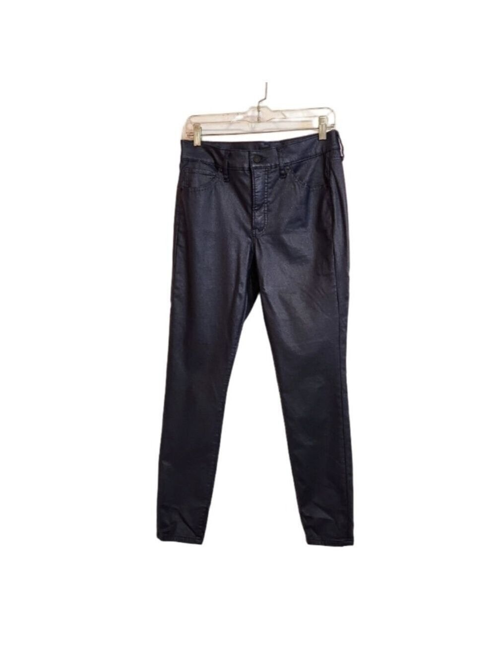 Express Blue Shimmer Coated Denim Skinny Pants Size 8 Regular